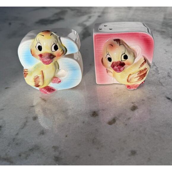 Rare Vintage Japan Anthropomorphic MCM Ducks Salt & Pepper Shaker Set - Picture 2 of 7